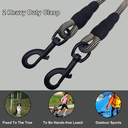 Tie-Out Check Cord Long Rope Dog Tether, 8Ft 12Ft 20Ft 30Ft 50Ft Dog Lead for Yard, Large Medium Dogs Oudoor Training, Playing, Camping, or Backyard (30Ft, Beige Black)