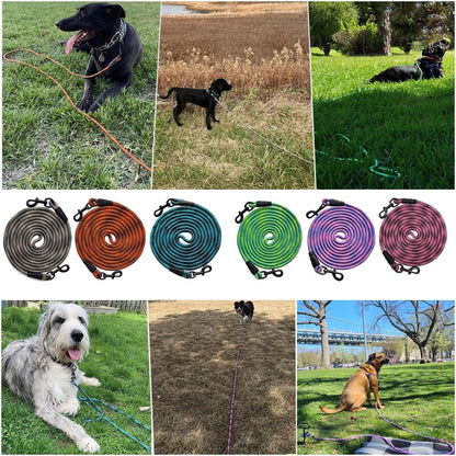 Tie-Out Check Cord Long Rope Dog Tether, 8Ft 12Ft 20Ft 30Ft 50Ft Dog Lead for Yard, Large Medium Dogs Oudoor Training, Playing, Camping, or Backyard (30Ft, Beige Black)