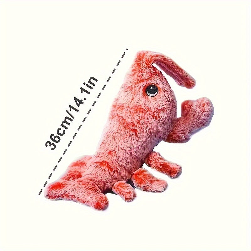 Pet Gravity Shrimp Plush Toy USB Charging Simulate Lobster Electric Jumping Cat Toys, Simulation Lobster Dog Toy, USB Charging with Catnip Plush Cat Toy, Pet Dog Cats Stuffed Interactive Toy