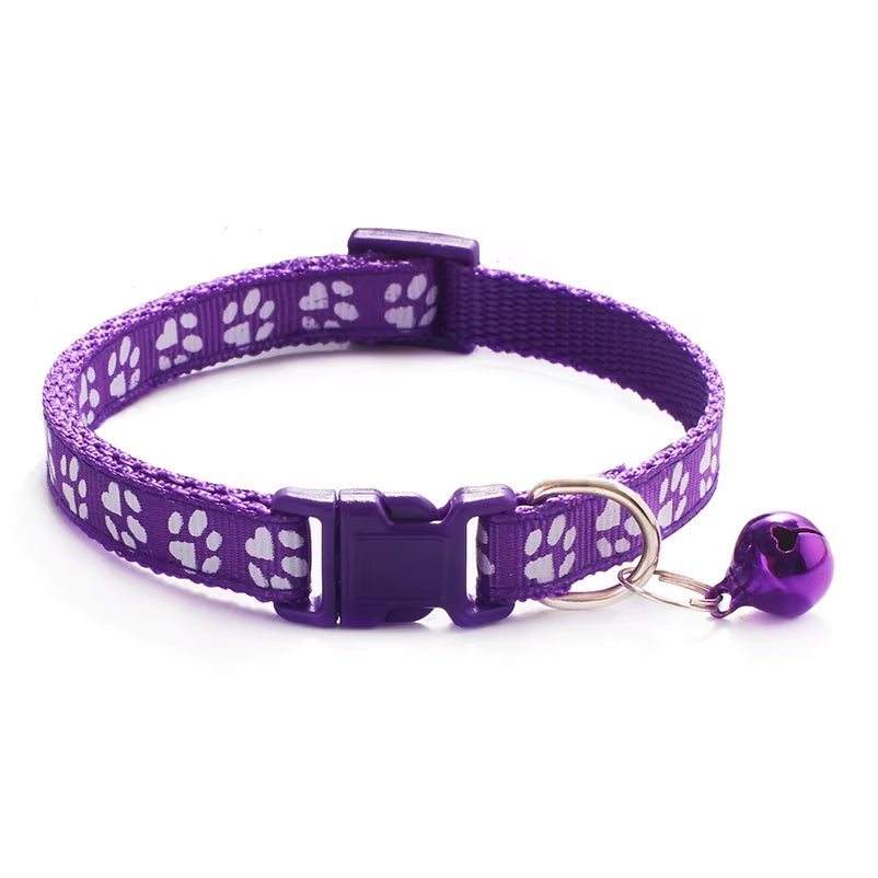 Pet Cat Bell Collar Dog Print Cat Collar Multiple Colors Optional Necklace Ring Cat Rope Collar Pet Supplies