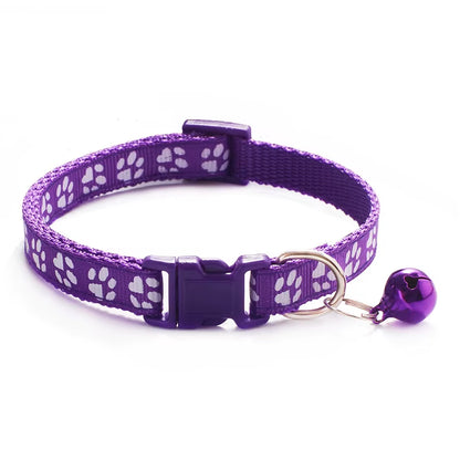 Pet Cat Bell Collar Dog Print Cat Collar Multiple Colors Optional Necklace Ring Cat Rope Collar Pet Supplies